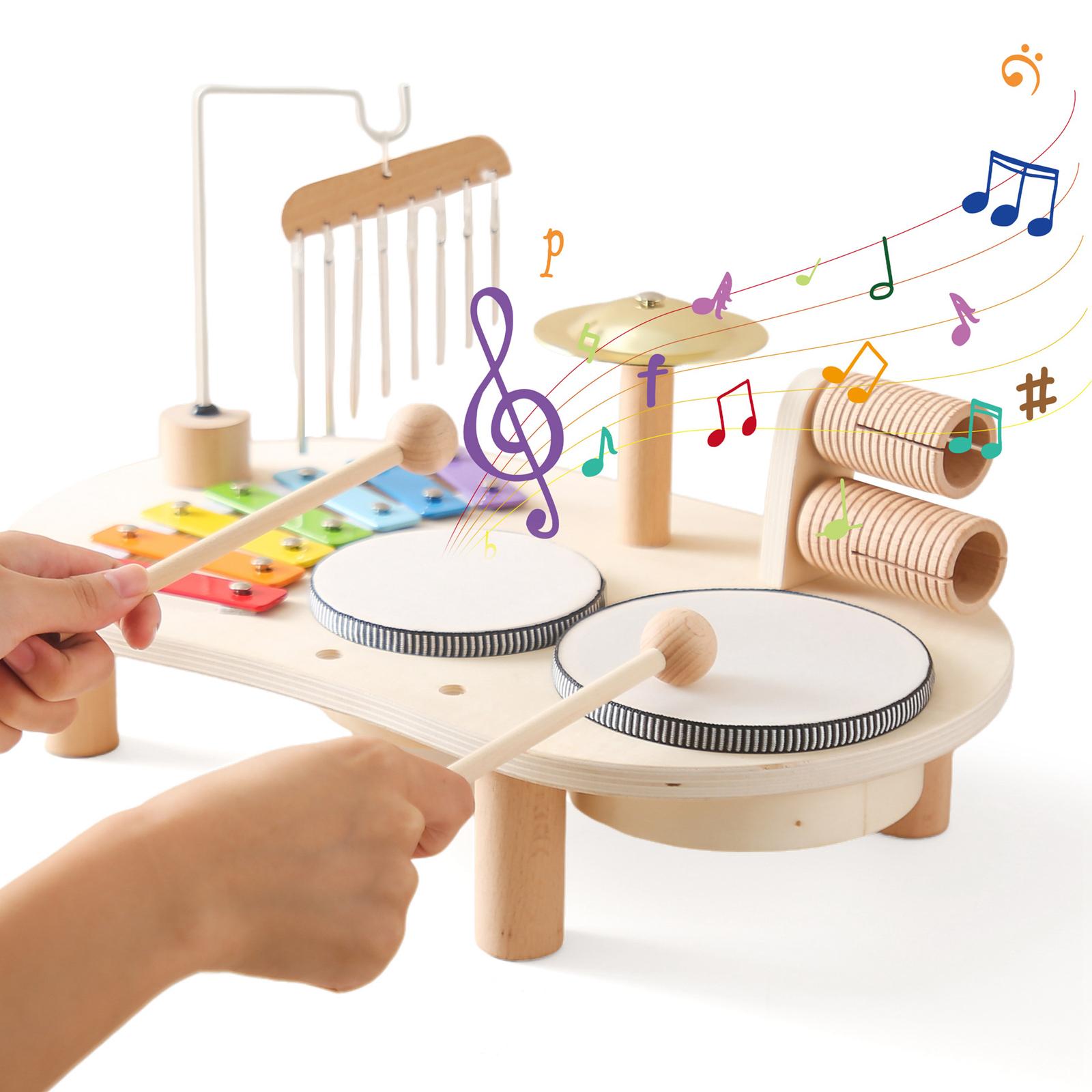 Kids Toys Xylophone - Деревянный музыкальный набор: ксилофон и барабаны