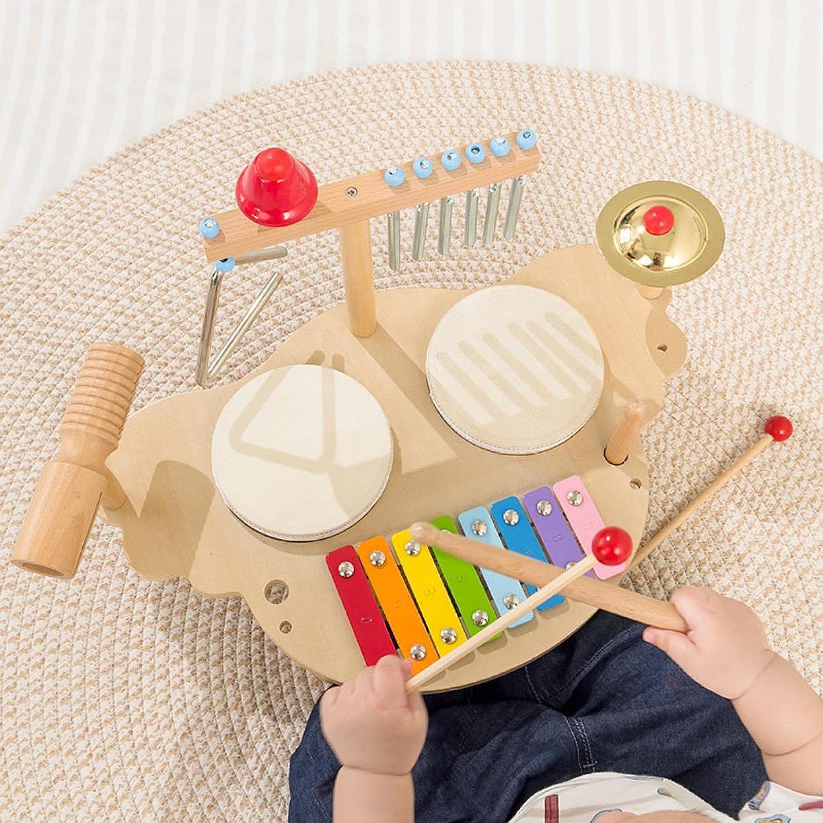 Kids Toys Xylophone - Деревянные музыкальные инструменты, детский барабанный набор,