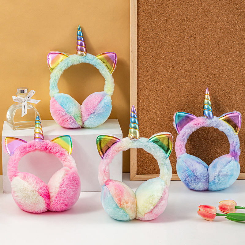 Unicorn Stuffed Toy - Красочные мягкие плюшевые пушистые наушники с